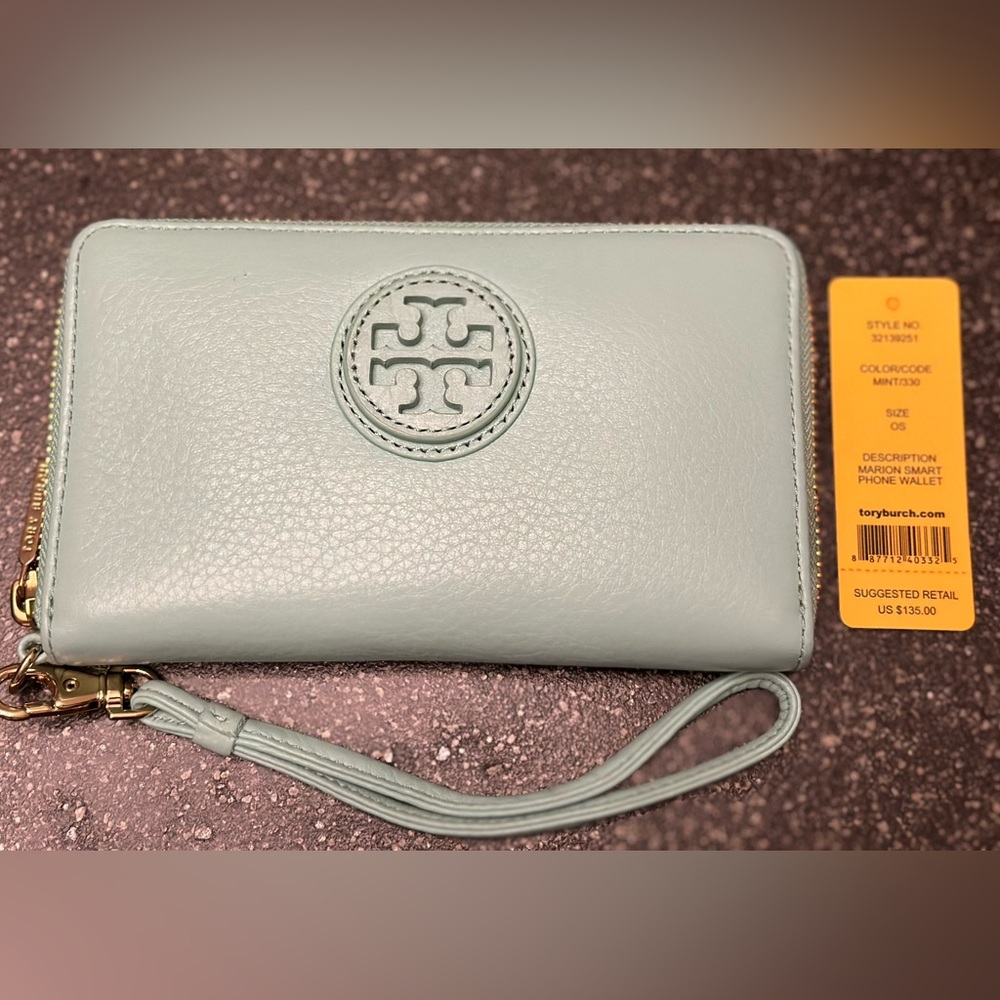 Tory Burch Marion Smartphone Wristlet *Mint Color*